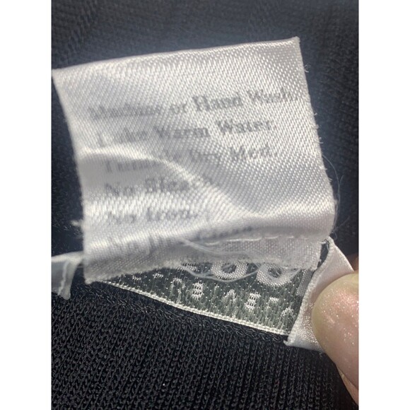 Misook Woman Size 1X  Black Ribbed Button Front Shirt Large Ruffle Collar - Picture 4 of 8